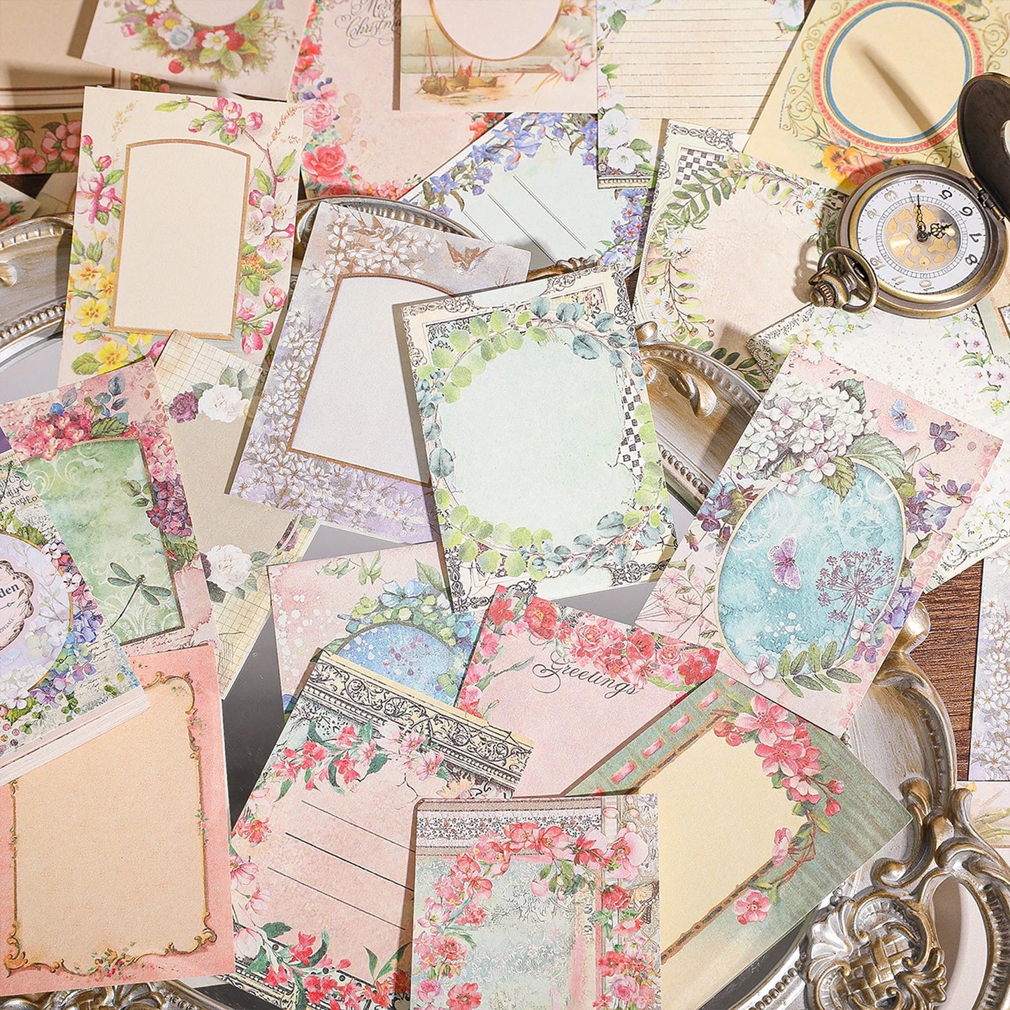 100pcs book paper vintage floral frames that can be written